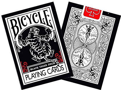 Bicycle Ellusionist Pip Spielkarten mit schwarzem Tigerdeck, Motiv: Fahrrad PosTTIG, Rot