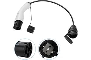 OPALTOOL Adattatore Tipo 2 a Schuko, 16A Cavo Ricarica Auto Elettrica IEC 62196 Tipo 2 Schuko con Pulsante di Arresto Manuale