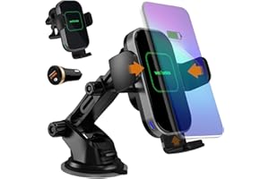 Wefunix 15W Automatisch Fast Wireless Charger Auto Handyhalterung Elektronisch Motor Betrieb Qi Ladestation KFZ Kompatibel Mit iPhone 15 14 13 12 11 X Samsung Galaxy S24 S23 S22 S21 S20 Note 20 Huawei