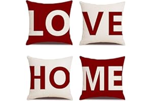 MYCDXE Federe Confezione da 4 40x40cm Copricuscini Decorativi Federe per Cuscini Cotone Biancheria Quadrate per Cuscino per Divano Sedia Letto Auto Sedia Vino Rosso