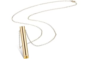 Fiada Collar de Respiración de Aliviar Ansiedad Collar de Silbato de Acero Inoxidable Portátil Collar de Ejercicio de Respiración Profunda Consciente para Hombre Mujer Meditar Antiestrés Relajar