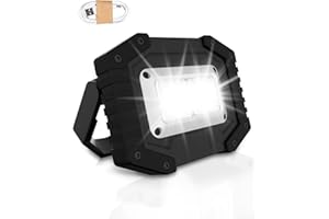 Trongle Rechargeable LED Work Light, 45W Portable Floodlight with 3 Modes and USB Charging, Waterproof Outdoor COB Work Lamp for Camping, Garage, Yard, Hiking, Emergency Lighting (Batteries Included)