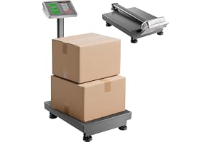 VEVOR Professionell plattformsvåg 300 kg högprecision, hopfällbar digital paketvåg 50 g med vikningsenheter, lb kg, tara-funktion, AC/DC-strömförsörjning, fraktvåg för paketbagage