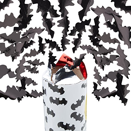 5er Set Party Popper mit Fledermaus-Motiv, 40 cm Konfettikanone für Halloween-Partys, Partyshooter bis 8 m hoch, schwarz