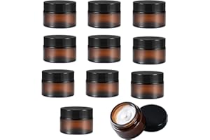 FEADBYT Vasetti Vetro Ambrato, 11 Pezzi Contenitori Vuoti, 30ml Barattoli Cosmetici, Marrone, Vasetti da Viaggio Ricaricabili, Per Cosmetici, Creme, Lozioni, Oli Essenziali