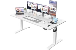 ‎JUMMICO JUMMICO Höhenverstellbarer Schreibtisch KOMPLETTE TISCHPLATTE Elektrischer Schreibtisch Höhenverstellbar mit Memory-Funktion Steh-Sitz Tisch Computertisch 160 x 60 cm Weiß