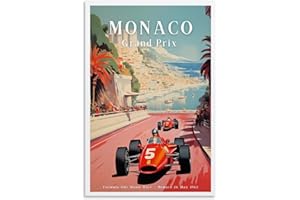 HANLIN Poster F1 vintage Formule 1 - Art mural décoratif pour chambre à coucher - 30 x 45 cm - Style sans cadre