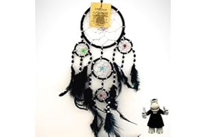 DREAMCATCHERWORLD.CO.UK Smart Hippo Black Dream Catcher with silver beads and coloured jewels