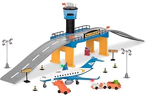 DRIVEN by Battat – Flughafen-Spielset (32-teilig) – Flughafen Spielset – Mini Pretend Play Spielzeug – 32-teiliges Set – Spielzeugflugzeug und Zubehör – 3 Jahre +