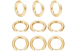 SUNNYCLUE 1 boîte de 24 Pièces Plaqué Or 18 carats Lot de Créoles Acier Inoxydable Doré Lots de Creole de Boucles d'oreilles Huggie Hoop en Crochets de Boucle d'oreille à Levier Crochets de Boucle