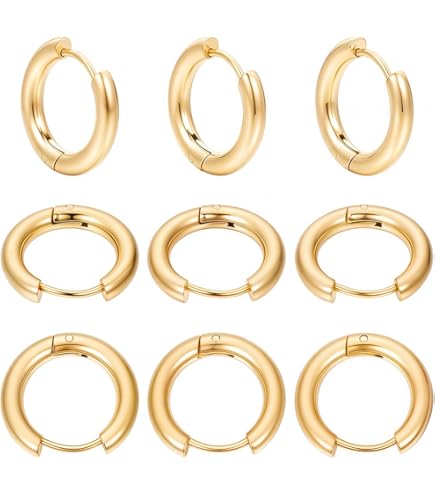 UNICRAFTALE Polijstoorbellen, 8 paar, 25 mm, roestvrij staal, Huggie oorbellen, 2 kleuren, Huggie Hoop, oorbellen, componenten voor het maken van sieraden