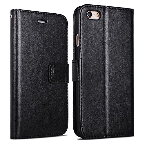 Luxury Shockproof Phone protector Cover Wallet Leather Case For iPhone 7 7Plus (Iphone 7 Plus, Black)