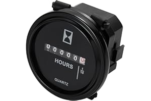 JAYRON NInE-ROnG Compteur d'heures à quartz rond DC 8V à 80V, compteur d'heures mécanique, étanche pour moteur de bateau, tondeuse à gazon, tracteur, pelleteuse, UTV, voiturette de golf