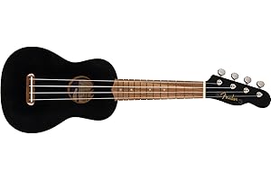 Fender California Coast Venice Soprano Ukulele, Comfortable and Easy to Play "C"-shaped Neck, Includes Complimentary Virtual Lessons, Black Finish