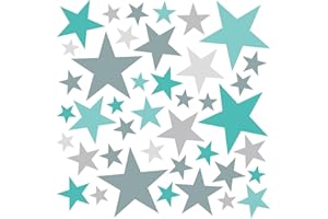WandSticker4U® - [6 hojas] Pegatinas ESTRELLAS pared, verde/menta/turquesa pastel, 148 piezas I vinilo adhesivo pared estrellas colores I decoración habitación infantil bebé stickers pared y muebles