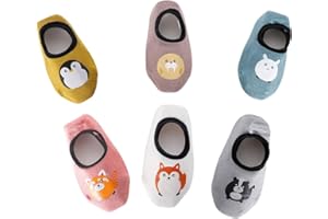 Estwell 6 par skarpet dziecięcych, antypoślizgowe, dla chłopców i dziewczynek, słodkie zwierzęta, skarpety antypoślizgowe, dla małych dzieci, bawełna, stoper ABS, skarpety na wiosnę i lato