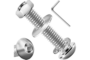 Dayalo Zestaw 10 sztuk śrub M6 x 45, śruby z łbem półokrągłym, nakrętki i podkładki, stal szlachetna A2 V2A, sześciokątny, pełny gwint, z kluczem kątowym