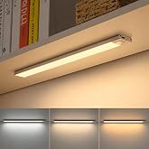FLYNGO Motion Sensor Under Cabinet LED Light, 3 Color Modes Wireless Rechargeable Closet Light with Stepless Dimming for Unde