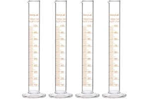 StonyLab 4-Pack Borosilicate Glass 100ml Heavy Wall Graduated Cylinder Measuring Cylinder, 100ml