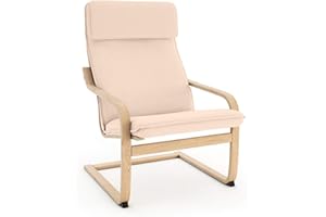 Vinylla Armchair Replacement Cover Made for Ikea Poang Chair (Cushion Design 1, Cotton - Beige)
