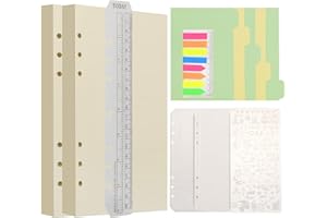 Wonderpool Recharges Papier 320 Pages 100gsm 6 Trous Papier pour 6 Reliure à Anneaux Cahier avec Séparateur Pochettes Signet (Quadrillé à points Papier, A5)