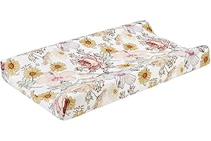 SH-RuiDu Housse de matelas à langer, super douce et respirante, motif floral, pour matelas à langer, pour bébé, garçons et filles (fleurs)