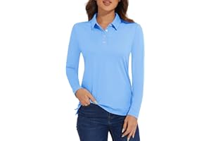 MAGCOMSEN Damen Poloshirt Langarm UPF 50+ Golf Shirt Schnelltrocknend Sportshirt Atmungsaktiv Funktionsshirt Laufshirt