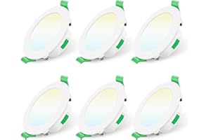 ALUSSO Downlight LED Techo Empotrable Regulable, 7W IP44 Focos Interior Techo Empotrado 3000K 4000K 6500K Ajustable, Ultradelgado 29mm, φ67-75mm, Ojos de Buey Baño Salón, 6 Pack