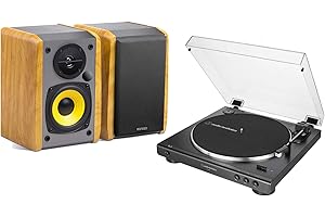 YUTUKI Audio-Technica AT-LP60X Turntable and Edifier R1000T4 Active Speaker Package Exclusive Set by Digitalis Audio (Standard LP60 with Maple Speakers)
