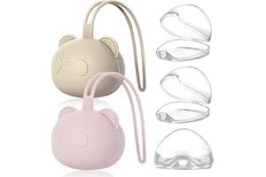 SHENGRUILI Boite a Sucette Bebe,2pcs Boîte De Rangement en Silicone pour Sucette|3pcs Sucettes Boîte à Tétine Bébé Silicone,Boîte À Sucettes Portable en Silicone pour Bébé pour Voyage en Plein Air