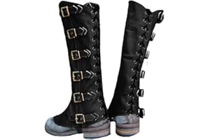 DARABUN Mittelalter Gothic Überschuhe - Vintage PU Leder Beinschutz Gamaschen Leggings Steampunk Wikinger Piraten Überschuhe für Karneval Halloween Party