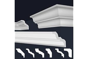 MARBET DESIGN Marbet moulures de plafond en polystyrène XPS - moulures de haute qualité, légères et robustes, design moderne - (2 mètres E-10-80x80mm) profil plat