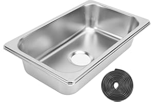 BANAPOY Évier Cuisine pour Camping-car, évier Simple Acier Inoxydable pour Camping-car avec Trou de Vidange de 40Mm, évier Barre Encastrée, Lavabo carré Simple, pour Camping-car, (Dessin