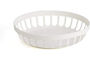Kimmel Cesta para panecillos o frutas, para servir, fruta, pan, reutilizable, irrompible, apilable, de plástico, color blanco