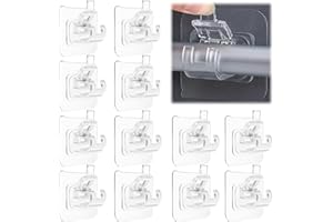 dogmoon Self Adhesive Curtain Rod Bracket, 12PCS Nail Free Adjustable Rod Bracket Holders, Towel Rod Fixing Rod Holder, Curtain Pole Brackets for Home Kitchen Bathroom Hotel (Transparent)