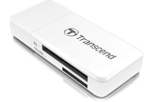 Transcend Lettore di schede multifunzione, con slot SD e microSD e connettore USB, USB 3.1 Gen 1, bianco - TS-RDF5W