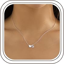 Collana lettera F in oro bianco 18k con diamanti, cm 0,80 | GV
