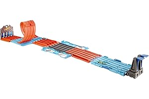 Hot Wheels Race Crate with 3 Stunts in 1 Set, 8+ feet of Race track, Includes 2 Hot Wheels cars, Portable Storage, Gift Set Ages 6 to 10,‎ GKT87