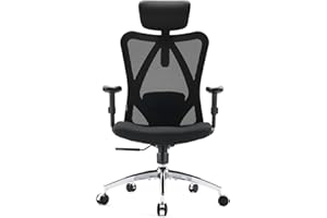 SIHOO Sedia Ufficio, Sedia scrivania Sedia ergonomica con Supporto Lombare per Poggiatesta e Bracciolo Regolabile, Schienale Alto in Rete, Portata Massima 150 kg