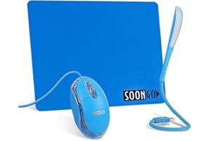 SOONGO Tappetino Mouse Mouse cablato Luce Lettura USB 3 in 1 Imposta Lampada Da Lettura USB Base in Gomma Antiscivolo PC/Laptop Blu By SOON GO