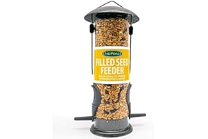 OAKDALE PRODUCTS Oakdale Premium Filled Seed Bird Feeder, Heavy Duty Metal & Weatherproof, Ready-to-Hang, Attracts Finches & Sparrows
