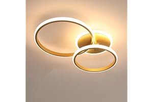 COMELY Złota lampa sufitowa LED, 42 W 4700 lm nowoczesna aluminiowa lampa sufitowa, akrylowa lampa sufitowa LED do salonu, sypialni, korytarza, kuchni, biura, 3000K ciepłe białe światło