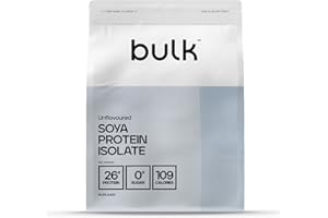 Bulk Soya Protein Isolate Powder, Vegan Protein Shake, Unflavoured, 1 kg, Packaging May Vary, Non aromatizzato, 33 Porzioni