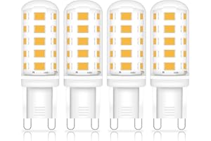 Huoqilin Bombillas LED G9 3W Equivalente a 40W Halógena,Blanco Cálido 3000K,360Lm,Sin Parpadeo,360 Grados, No Regulables, 4 Unidades