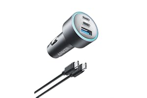 Anker USB-C 535 Car Charger, 67W KFZ-Ladegerät, Auto Schnellladegerät mit 3 Anschlüssen, PIQ 3.0 für iPhone 16/15/15 Plus/15 Pro/15 Pro Max, Galaxy S23, MacBook Pro, iPad Air (inkl. USB-C Kabel)