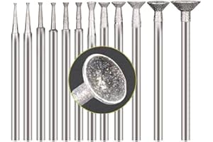 Luo ke Bowl Shape Diamond Burr - 3/32'' Shank Diamond Burs Wire Rounder Bits fits Rotary Tool (Pack of 13)