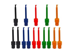 Senven 15pcs clip crochet multimètre, rouge × 3 bleu × 3 noir × 3 jaune × 3 × vert × 3, crochet test, Pour test électronique