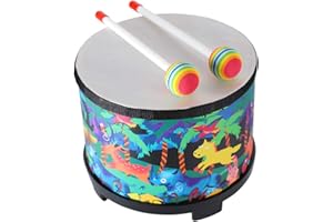 MUSFUNNY Floor Tom Trommel 25,4 cm Percussion Montessori Percussion Instrument Musiktrommel mit 2 Schlägeln Besonderes Weihnachten Geburtstag Geschenk (8inch Forest)