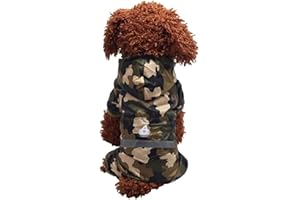 Ducomi Animal House - Impermeabile Cane Taglia Piccola e Media - Mantella Pioggia per Cani con Chiusura Bottoni Clip e Cappuccio - Cappotto con Fascia Riflettente di Sicurezza (S, Camo)