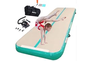 DOBESTS Inflatable Gymnastics Mat Tumbling Mat 6.6 ft 10 ft 13ft 16ft 20ft 4in/8in Thick Tumble Track Air Mat for Gymnastics For Home Kids Tumble Training Gymnastics/Yoga/Water/Dance